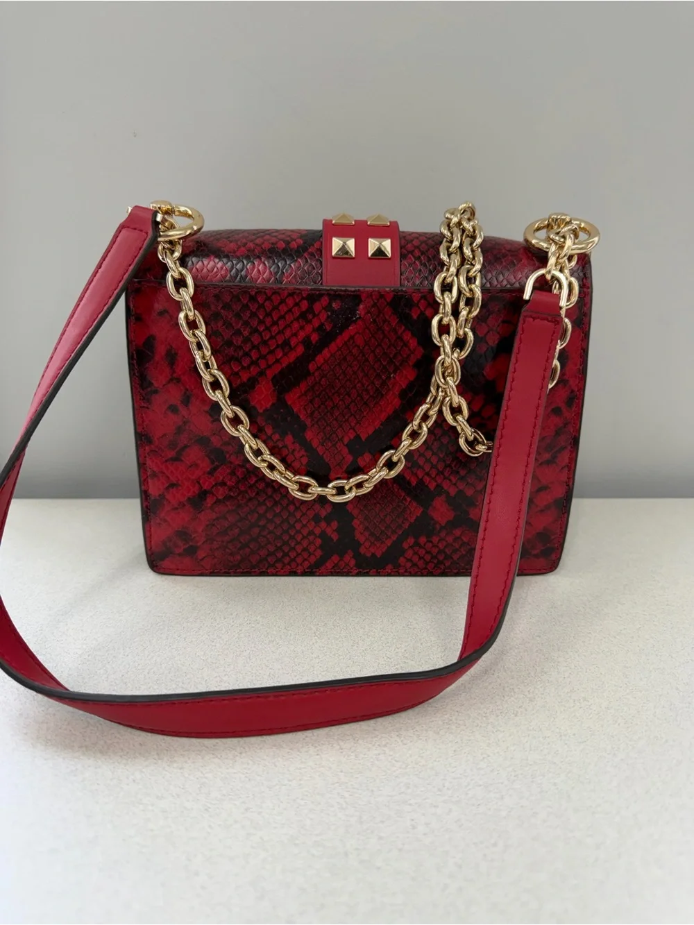 Michael Kors Greenwich Small Studded Snake-Embossed Leather Crossbody
